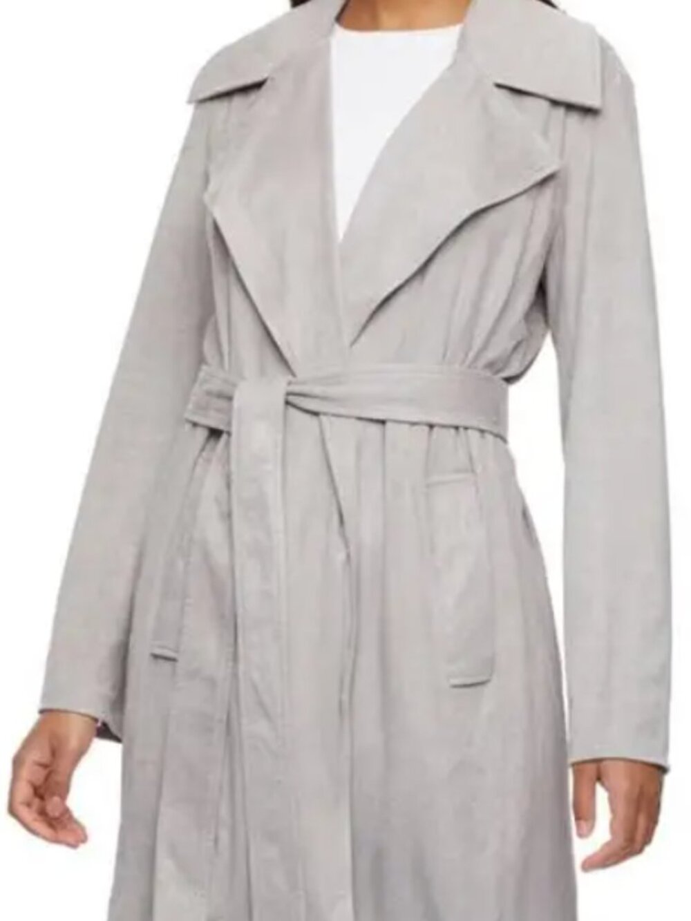 NWOT Bernardo Faux suede belted trench coat Extra Small